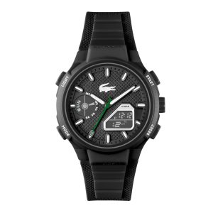 Lacoste Lc33 Qtz Basic Black Round Dial Men's Watch|Black Silicone Material|Multi Color Band - 2011365